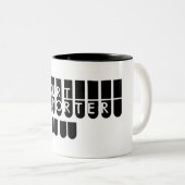 Court reporter key zwart wit tweekleurige koffiemok (Voorkant rechts)