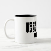 Court reporter key zwart wit tweekleurige koffiemok (Links)