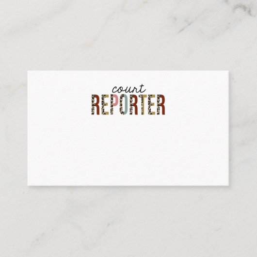 Court Reporter Leopard Print Funny Visitekaartje (Voorkant)