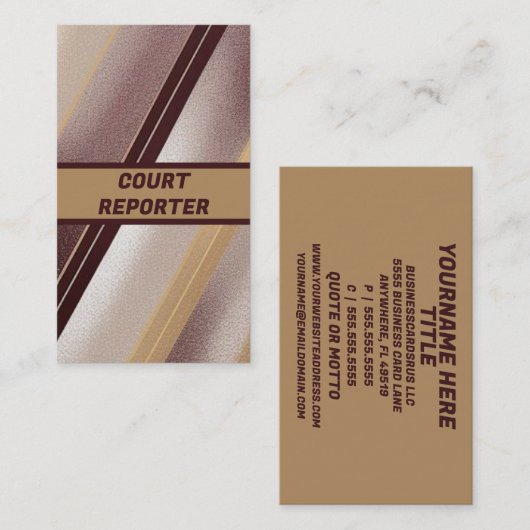 Court Reporter Moderne Lijnen Visitekaartje (Voorkant / Achterkant)