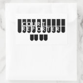 Court reporter sleutels zwart wit rechthoekige sticker (Tas)