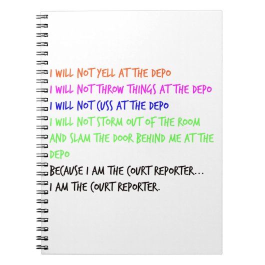 Court Reporter Temper Tantrum Notitieboek (Voorkant)