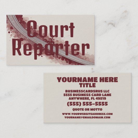Court Reporter Visitekaartje (Voorkant / Achterkant)