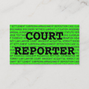 Court Reporter Woorden Visitekaartje in Neon Green