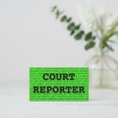 Court Reporter Woorden Visitekaartje in Neon Green (Staand voorkant)