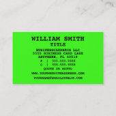 Court Reporter Woorden Visitekaartje in Neon Green (Achterkant)