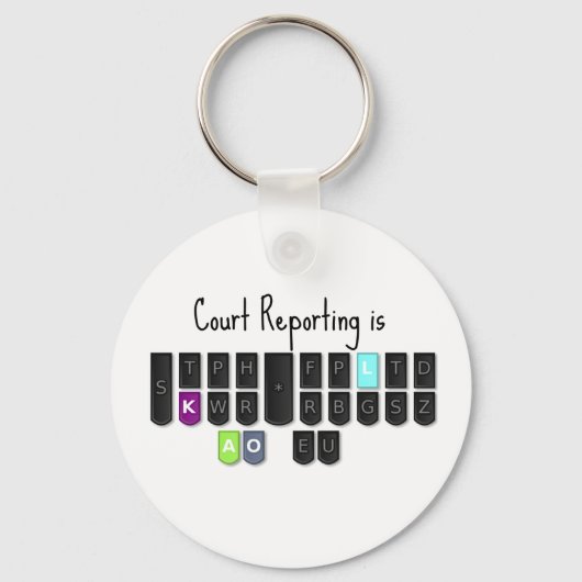 Court Reporting is Cool Steno Keyboard-Mokken Sleutelhanger (Voorkant)