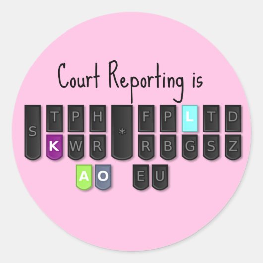 Court Reporting is Cool Steno Toetsenbord Stickers (Voorkant)