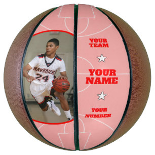 Court Side Custom Basketball Red Basketbal