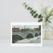 Court Street Bridge en Genesee in High Water Briefkaart (Staand voorkant)