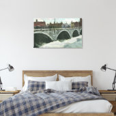 Court Street Bridge en Genesee in High Water Canvas Afdruk (Insitu (Slaapkamer))