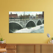 Court Street Bridge en Genesee in High Water Canvas Afdruk (Insitu (Woonkamer))