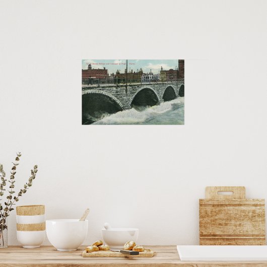 Court Street Bridge en Genesee in High Water Poster (Keuken)