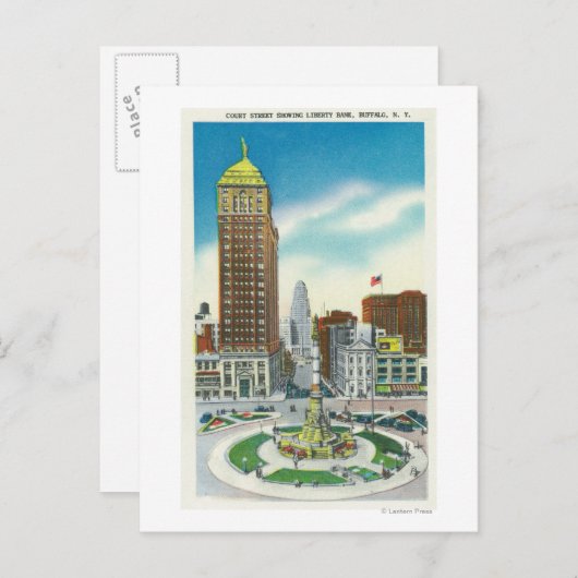 Court Street Uitzicht of Liberty Bank Bldg Briefkaart (Voorkant / Achterkant)