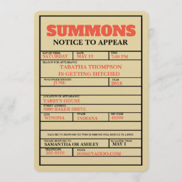 Court Summons Bachelorette Invitation Kaart