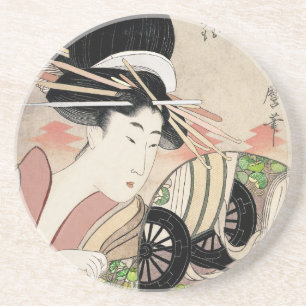 Courtesan Ichikawa of Matsuba Establishment Zandsteen Onderzetter