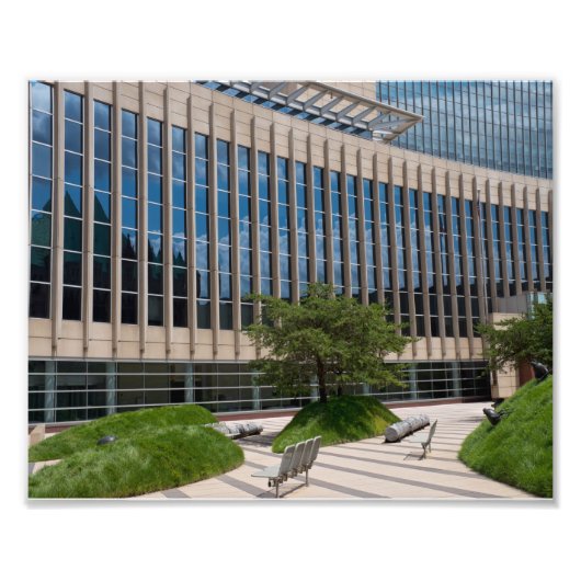 Courthouse Facade en Plaza in Minneapolis Foto Afdruk (Voorkant)