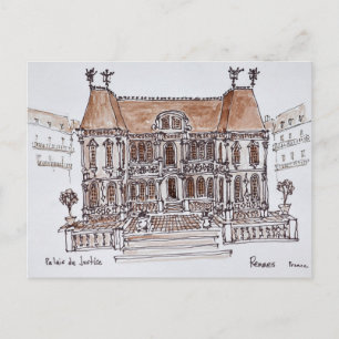 Courthouse Palais de Justice Rennes, Bretagne Briefkaart