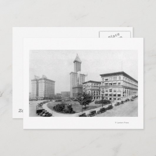 Courthouse Square en Smith Tower in Seattle Briefkaart (Voorkant / Achterkant)