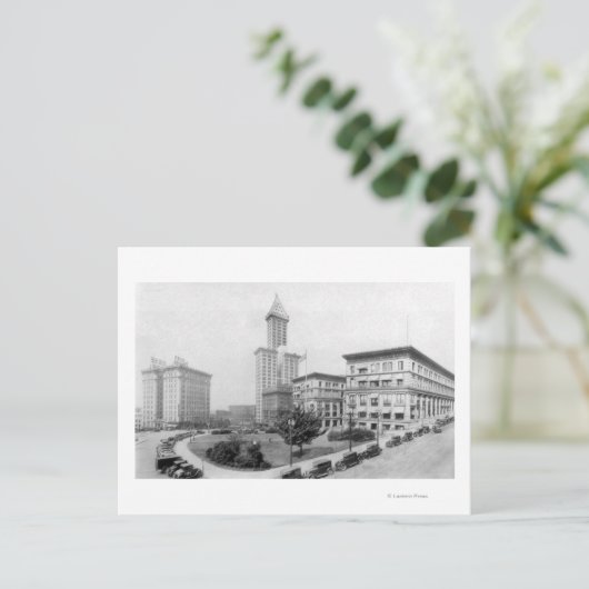 Courthouse Square en Smith Tower in Seattle Briefkaart (Staand voorkant)