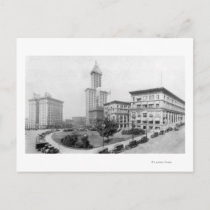 Courthouse Square en Smith Tower in Seattle Briefkaart