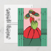 COURTNEY, ART DECO: Verleden van Kerstmis Feestdagenkaart (Voorkant / Achterkant)