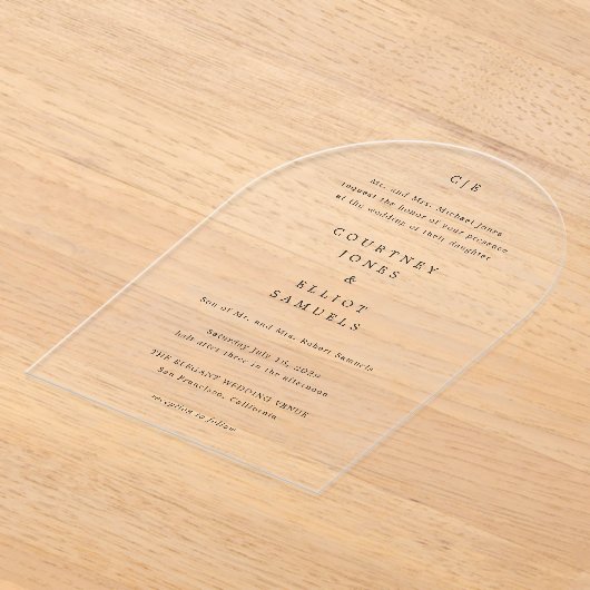 Courtney Monogram Elegante bruiloft Acryl Uitnodigingen (Laagn)