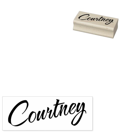 Courtney naam decoratief manuscript doopvontletter rubberstempel (Gestempeld)