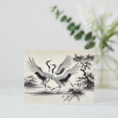 Courtship Dans van twee kranen in het Chinese moer Briefkaart (Staand voorkant)