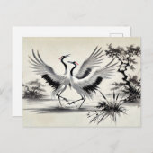 Courtship Dans van twee kranen in het Chinese moer Briefkaart (Voorkant / Achterkant)