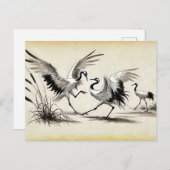 Courtship Dans van twee kranen in het Chinese moer Briefkaart (Voorkant / Achterkant)