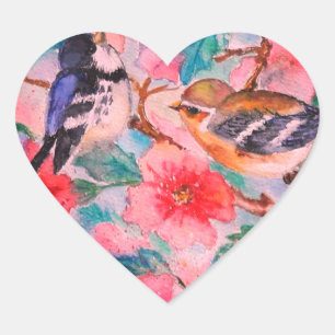 Courtship - Romantic Love - Waterverf Painting Hart Sticker