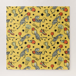Courtside Doodles: Zebra Basketbal Fantasie Legpuzzel