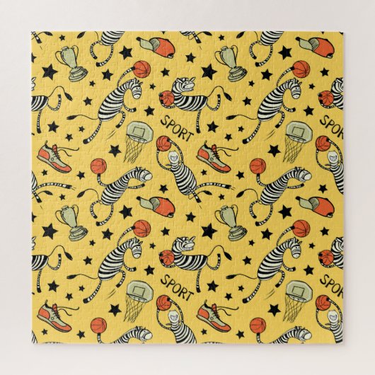 Courtside Doodles: Zebra Basketbal Fantasie Legpuzzel (Verticaal)