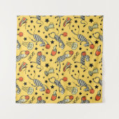 Courtside Doodles: Zebra Basketbal Fantasie Wandkleed (Voorkant (horizontaal))