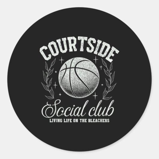 Courtside Social Club Basketball Bleachers Life Qu Ronde Sticker (Voorkant)