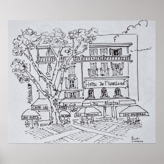 Courtyard Café | Hotel del'Horloge, Avignon Poster (Voorkant)