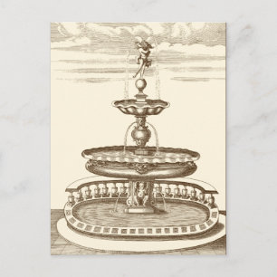 Courtyard-fontein met sierCherub Briefkaart