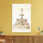 Courtyard-fontein met sierCherub Canvas Afdruk (Insitu (Woonkamer))