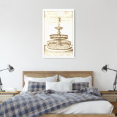 Courtyard-fontein met sierCherub Canvas Afdruk (Insitu (Slaapkamer))