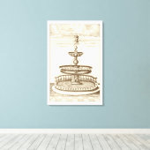 Courtyard-fontein met sierCherub Canvas Afdruk (Insitu (Houten vloer))