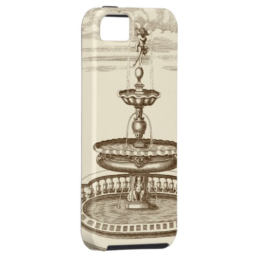 Courtyard-fontein met sierCherub Case-Mate iPhone Case (Back/Rechts)