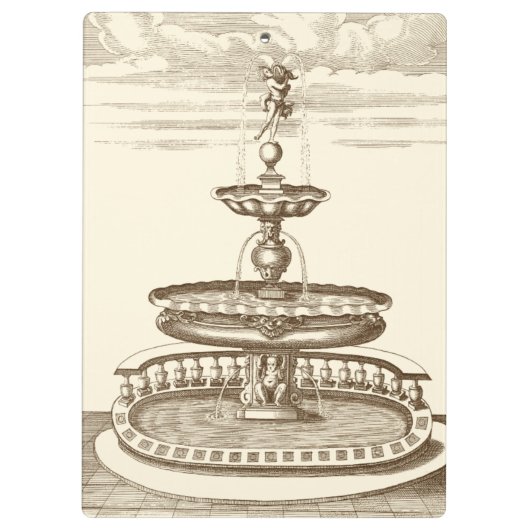 Courtyard-fontein met sierCherub Klembord (Achterkant)