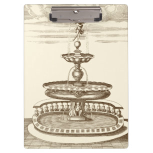 Courtyard-fontein met sierCherub Klembord