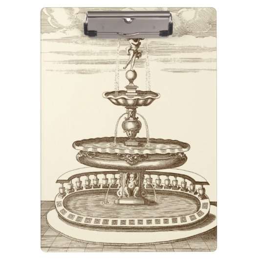 Courtyard-fontein met sierCherub Klembord (Voorkant)