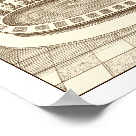 Courtyard-fontein met sierCherub Poster (Hoek)