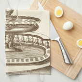 Courtyard-fontein met sierCherub Theedoek (Quarter Fold)