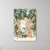 Courtyard in Haifa Israel Cityscape Collage Sketch Canvas Afdruk (Voorkant)