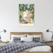 Courtyard in Haifa Israel Cityscape Collage Sketch Canvas Afdruk (Insitu (Slaapkamer))