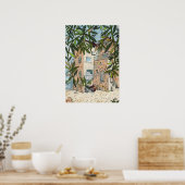 Courtyard in Haifa Israel Cityscape Collage Sketch Poster (Keuken)